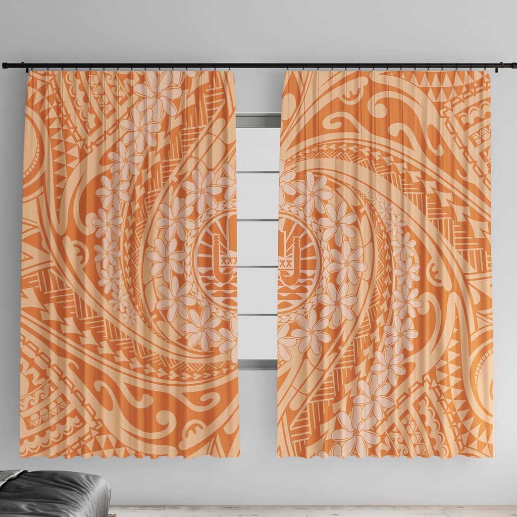 Tahitian Tiare Flower Window Curtain Gold Polynesian Pattern LT9 With Hooks Gold - Polynesian Pride