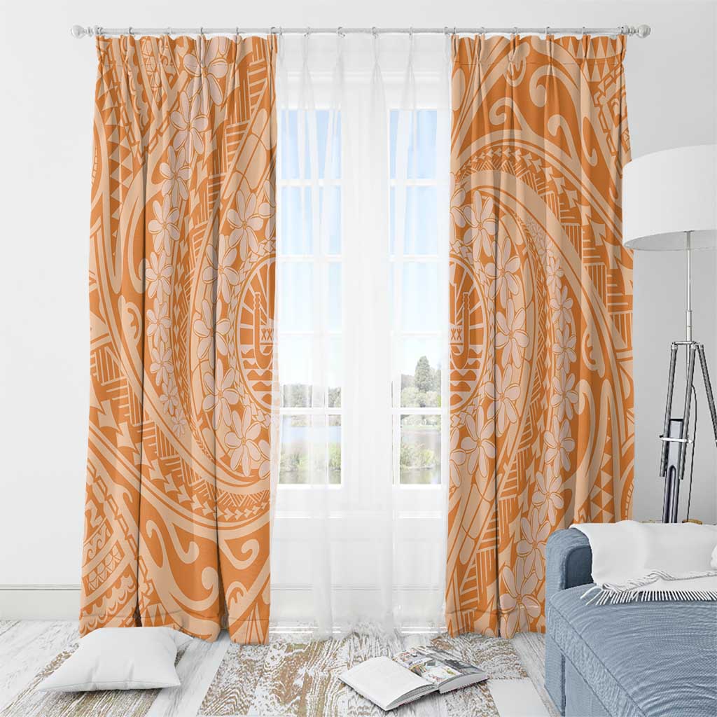 Tahitian Tiare Flower Window Curtain Gold Polynesian Pattern