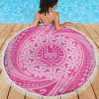 Tahitian Tiare Flower Beach Blanket Pink Polynesian Pattern