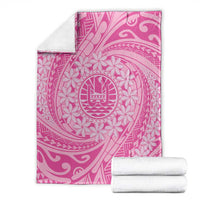 Tahitian Tiare Flower Blanket Pink Polynesian Pattern