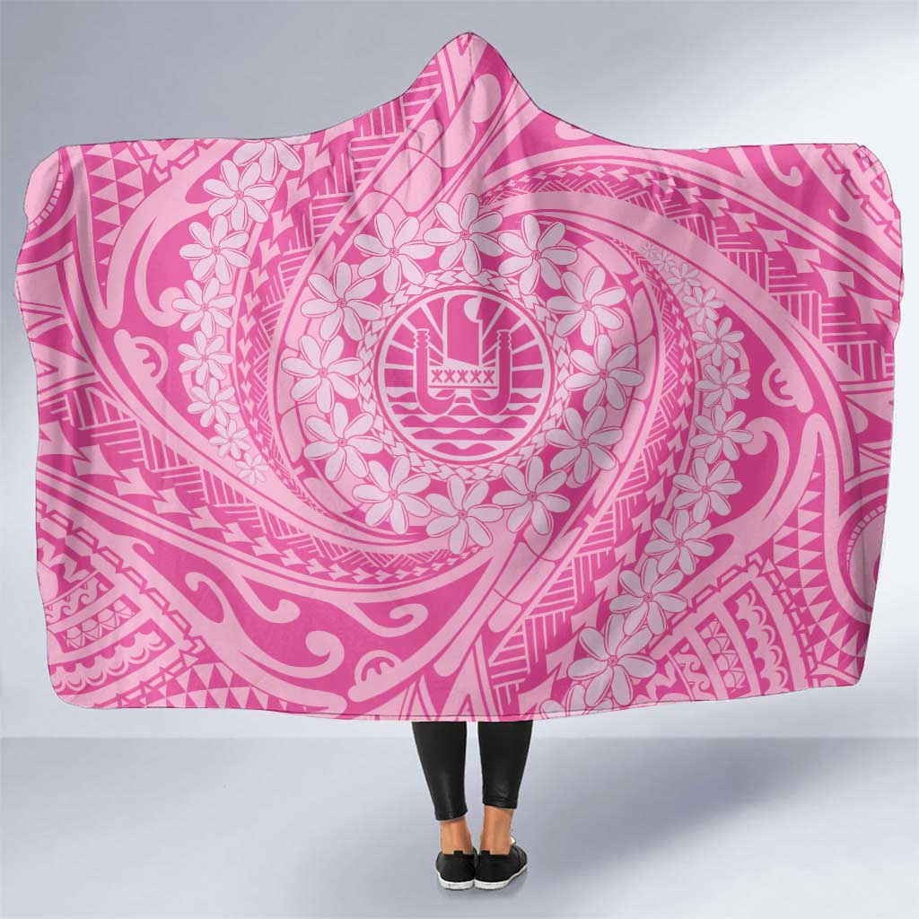 Tahitian Tiare Flower Hooded Blanket Pink Polynesian Pattern LT9 One Size Pink - Polynesian Pride