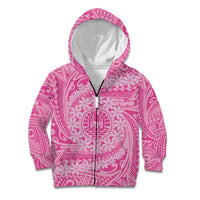 Tahitian Tiare Flower Kid Hoodie Pink Polynesian Pattern