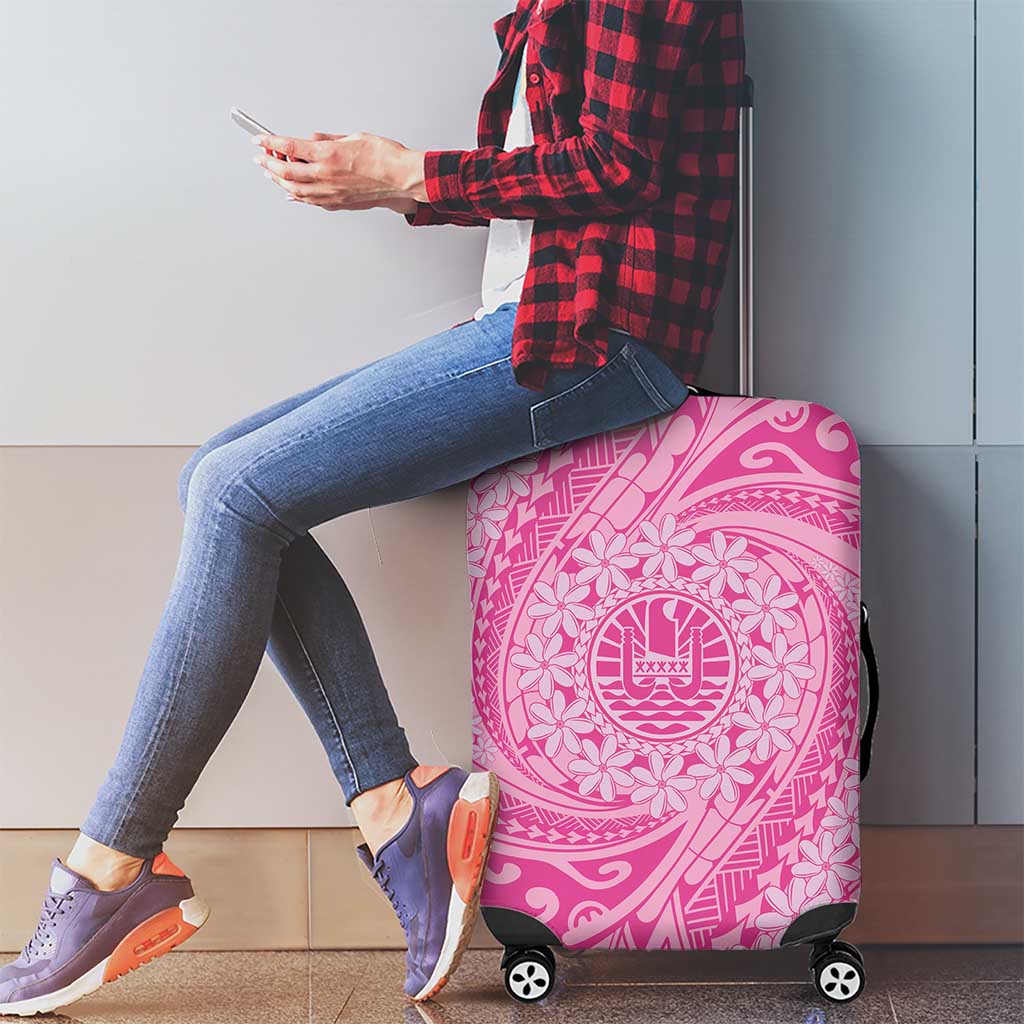 Tahitian Tiare Flower Luggage Cover Pink Polynesian Pattern LT9 - Polynesian Pride