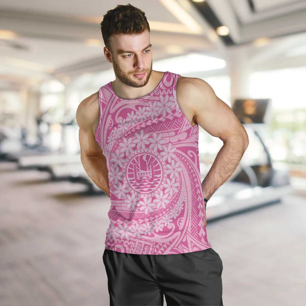 Tahitian Tiare Flower Men Tank Top Pink Polynesian Pattern