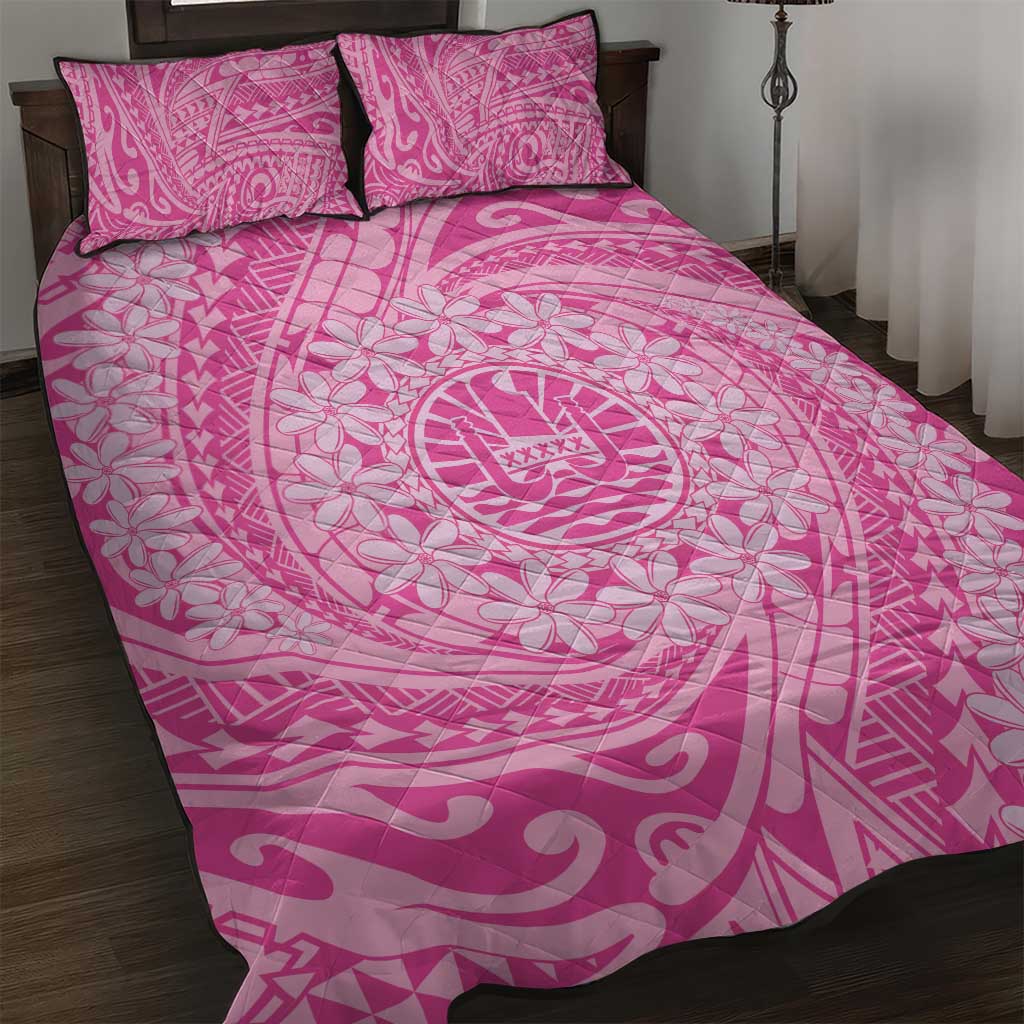 Tahitian Tiare Flower Quilt Bed Set Pink Polynesian Pattern LT9 Pink - Polynesian Pride