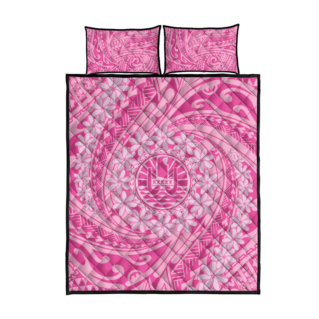Tahitian Tiare Flower Quilt Bed Set Pink Polynesian Pattern LT9 - Polynesian Pride