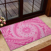 Tahitian Tiare Flower Rubber Doormat Pink Polynesian Pattern