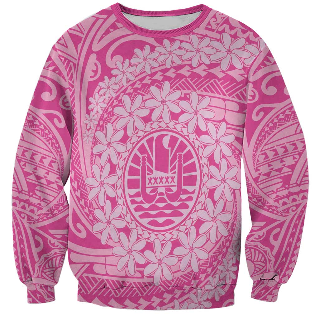 Tahitian Tiare Flower Sweatshirt Pink Polynesian Pattern LT9 Unisex Pink - Polynesian Pride