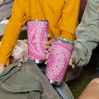 Tahitian Tiare Flower Tumbler Cup Pink Polynesian Pattern