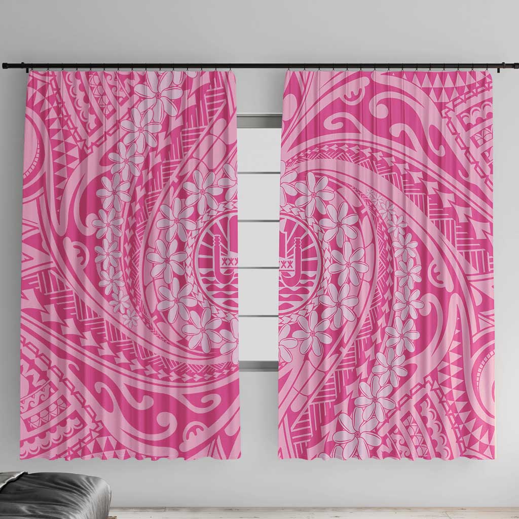 Tahitian Tiare Flower Window Curtain Pink Polynesian Pattern LT9 With Hooks Pink - Polynesian Pride