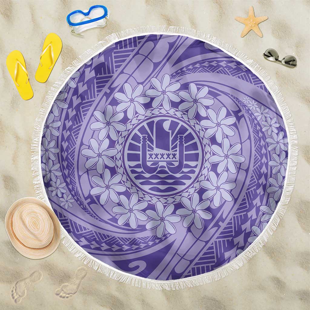 Tahitian Tiare Flower Beach Blanket Violet Polynesian Pattern LT9 One Size 150cm Violet - Polynesian Pride