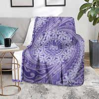 Tahitian Tiare Flower Blanket Violet Polynesian Pattern