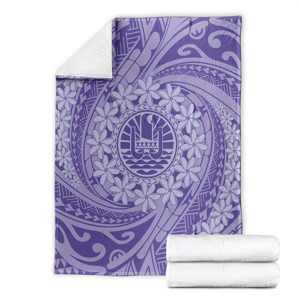 Tahitian Tiare Flower Blanket Violet Polynesian Pattern