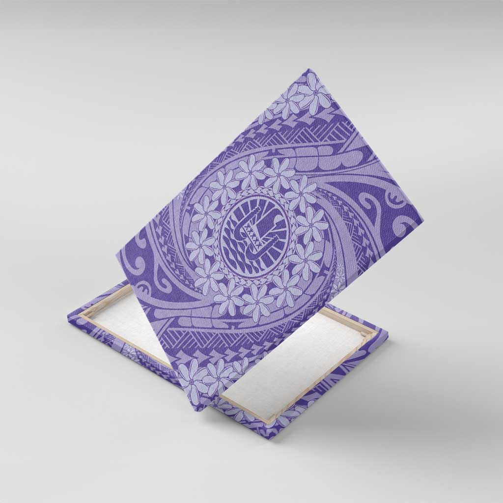 Tahitian Tiare Flower Canvas Wall Art Violet Polynesian Pattern