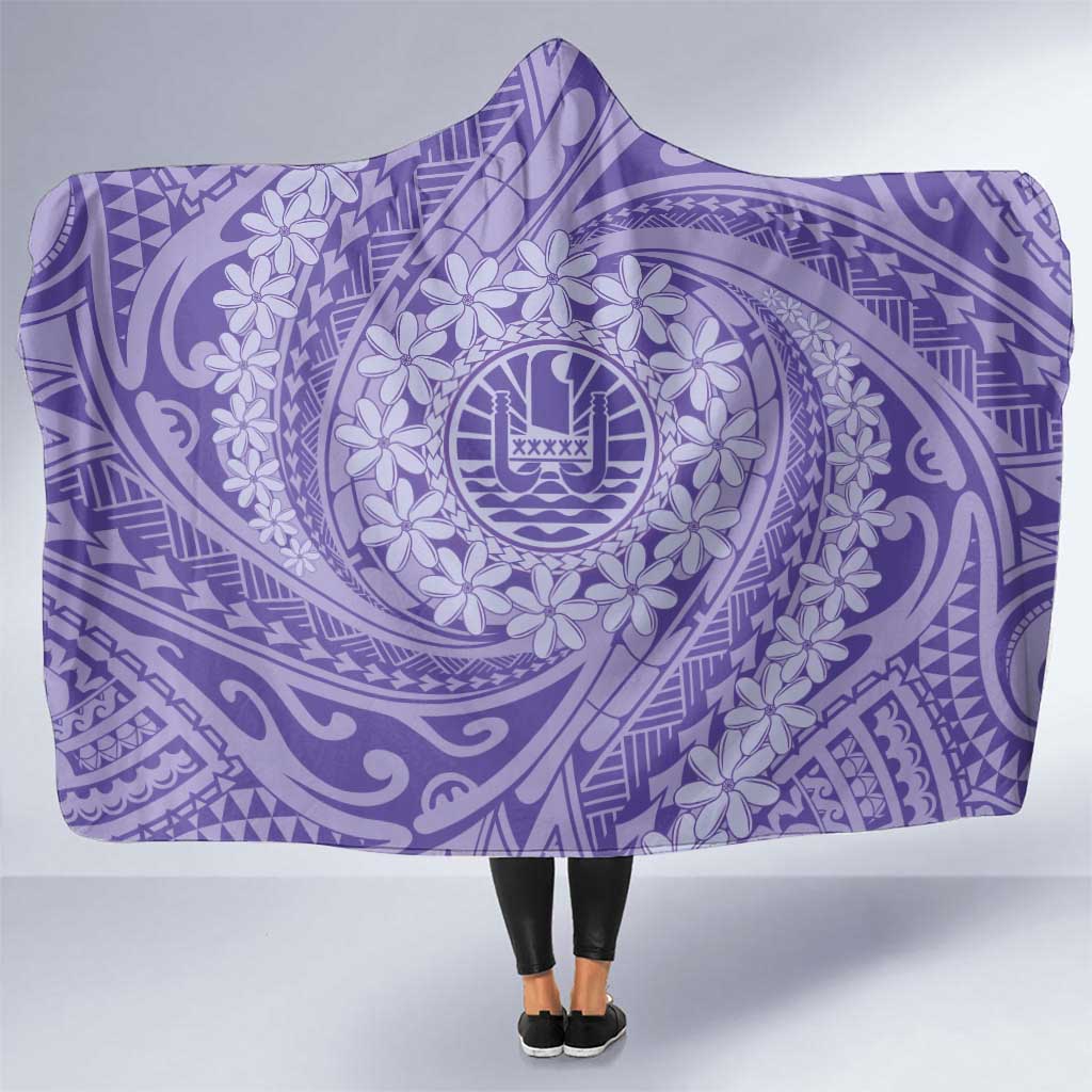 Tahitian Tiare Flower Hooded Blanket Violet Polynesian Pattern LT9 One Size Violet - Polynesian Pride