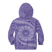 Tahitian Tiare Flower Kid Hoodie Violet Polynesian Pattern