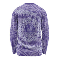 Tahitian Tiare Flower Long Sleeve Shirt Violet Polynesian Pattern