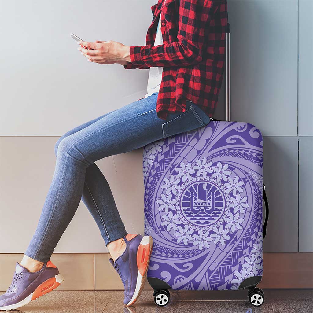 Tahitian Tiare Flower Luggage Cover Violet Polynesian Pattern LT9 - Polynesian Pride