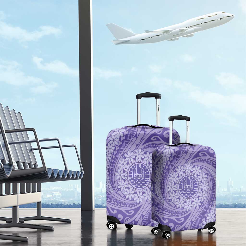 Tahitian Tiare Flower Luggage Cover Violet Polynesian Pattern LT9 - Polynesian Pride