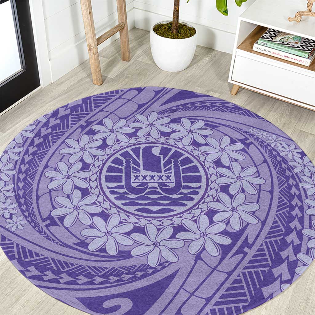 Tahitian Tiare Flower Round Carpet Violet Polynesian Pattern LT9 Violet - Polynesian Pride