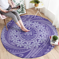 Tahitian Tiare Flower Round Carpet Violet Polynesian Pattern LT9 - Polynesian Pride
