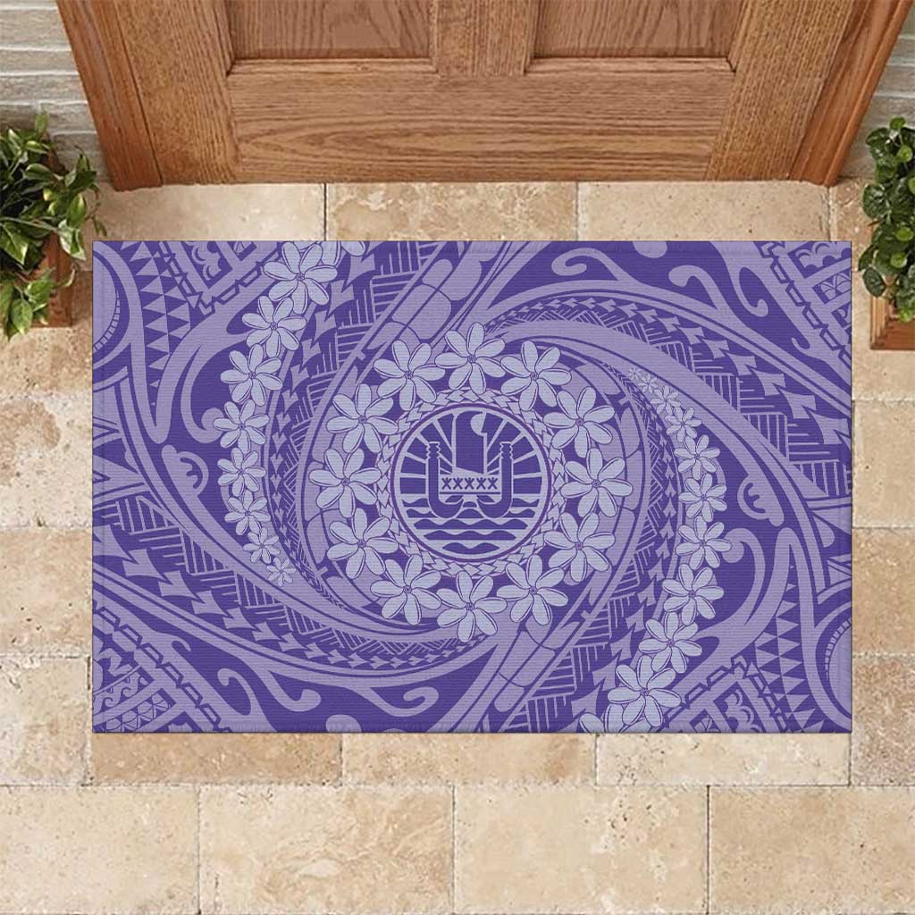 Tahitian Tiare Flower Rubber Doormat Violet Polynesian Pattern LT9 Violet - Polynesian Pride