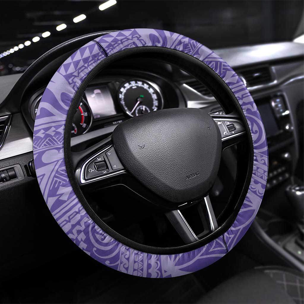 Tahitian Tiare Flower Steering Wheel Cover Violet Polynesian Pattern LT9 Universal Fit Violet - Polynesian Pride