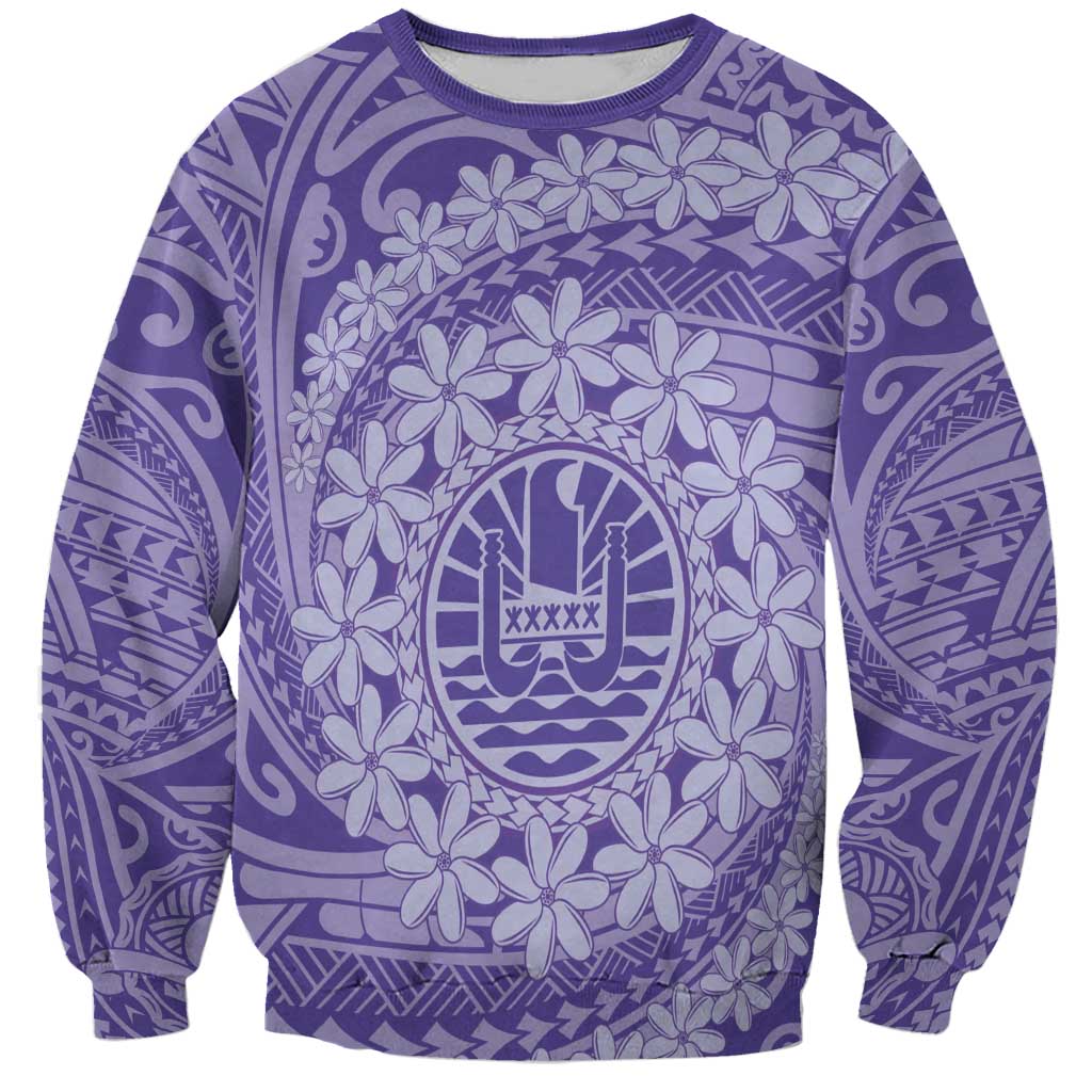 Tahitian Tiare Flower Sweatshirt Violet Polynesian Pattern LT9 Unisex Violet - Polynesian Pride