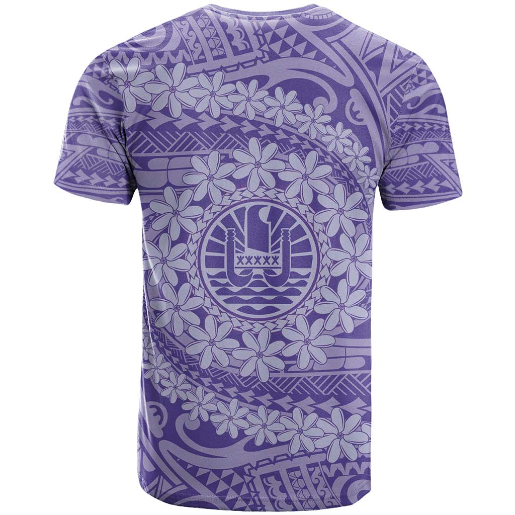 Tahitian Tiare Flower T Shirt Violet Polynesian Pattern LT9 - Polynesian Pride