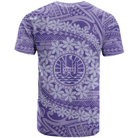 Tahitian Tiare Flower T Shirt Violet Polynesian Pattern LT9 - Polynesian Pride