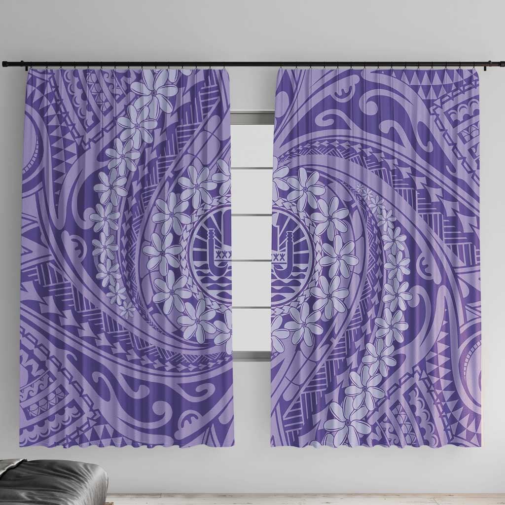 Tahitian Tiare Flower Window Curtain Violet Polynesian Pattern LT9 With Hooks Violet - Polynesian Pride