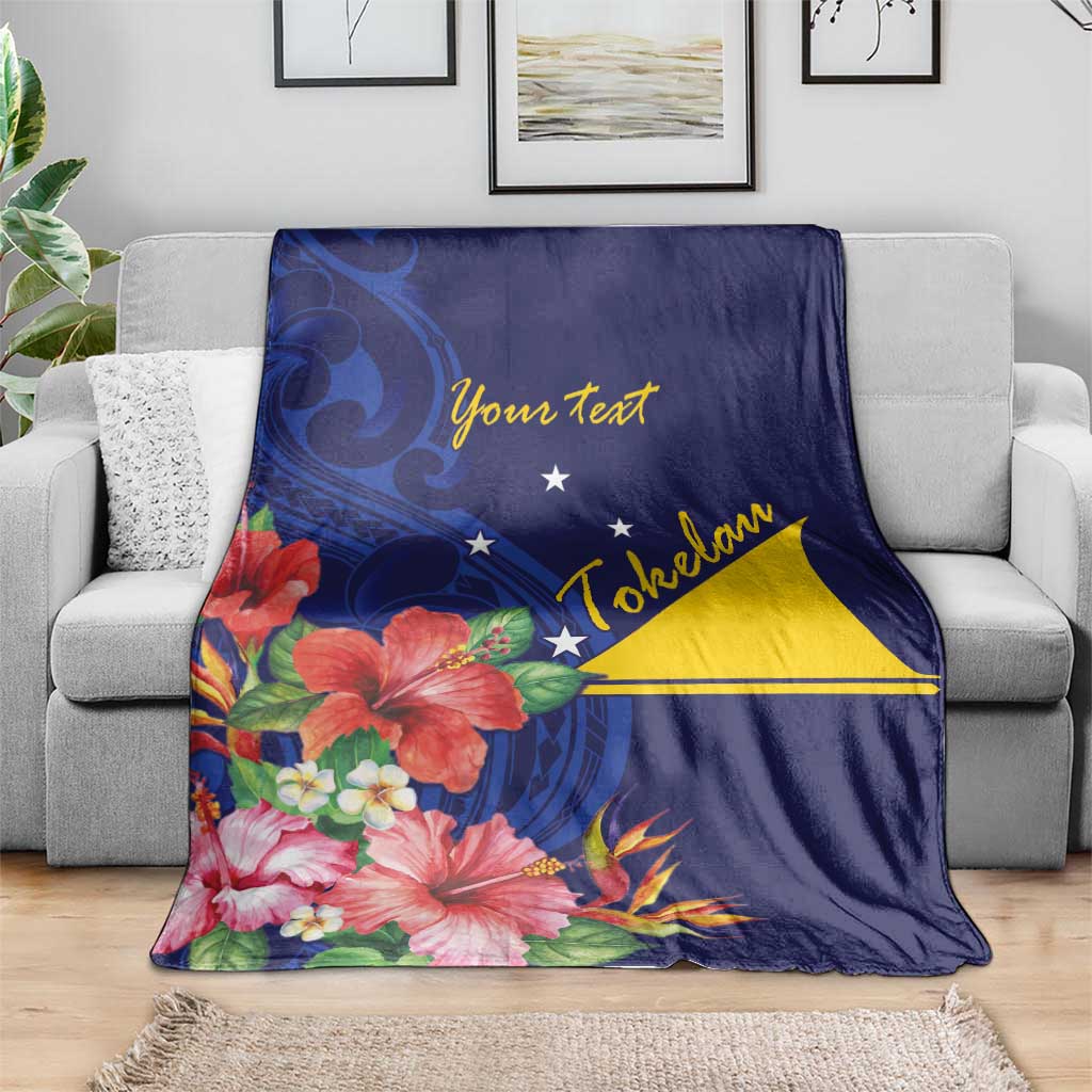 Personalised Tokelau Tropical Hibiscus Blanket With Polynesian Plumeria Tattoo