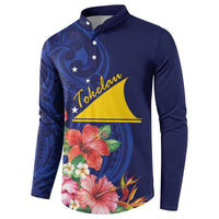 Personalised Tokelau Tropical Hibiscus Button Sweatshirt With Polynesian Plumeria Tattoo