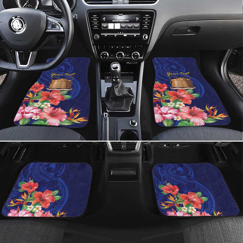 Personalised Tokelau Tropical Hibiscus Car Mats With Polynesian Plumeria Tattoo LT9 Set 4pcs Blue - Polynesian Pride