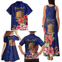 Personalised Tokelau Tropical Hibiscus Family Matching Tank Maxi Dress and Hawaiian Shirt With Polynesian Plumeria Tattoo LT9 - Polynesian Pride