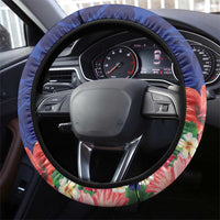 Tokelau Tropical Hibiscus Steering Wheel Cover With Polynesian Plumeria Tattoo LT9 - Polynesian Pride