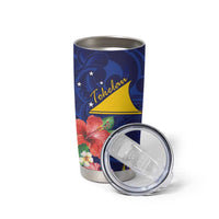Personalised Tokelau Tropical Hibiscus Tumbler Cup With Polynesian Plumeria Tattoo