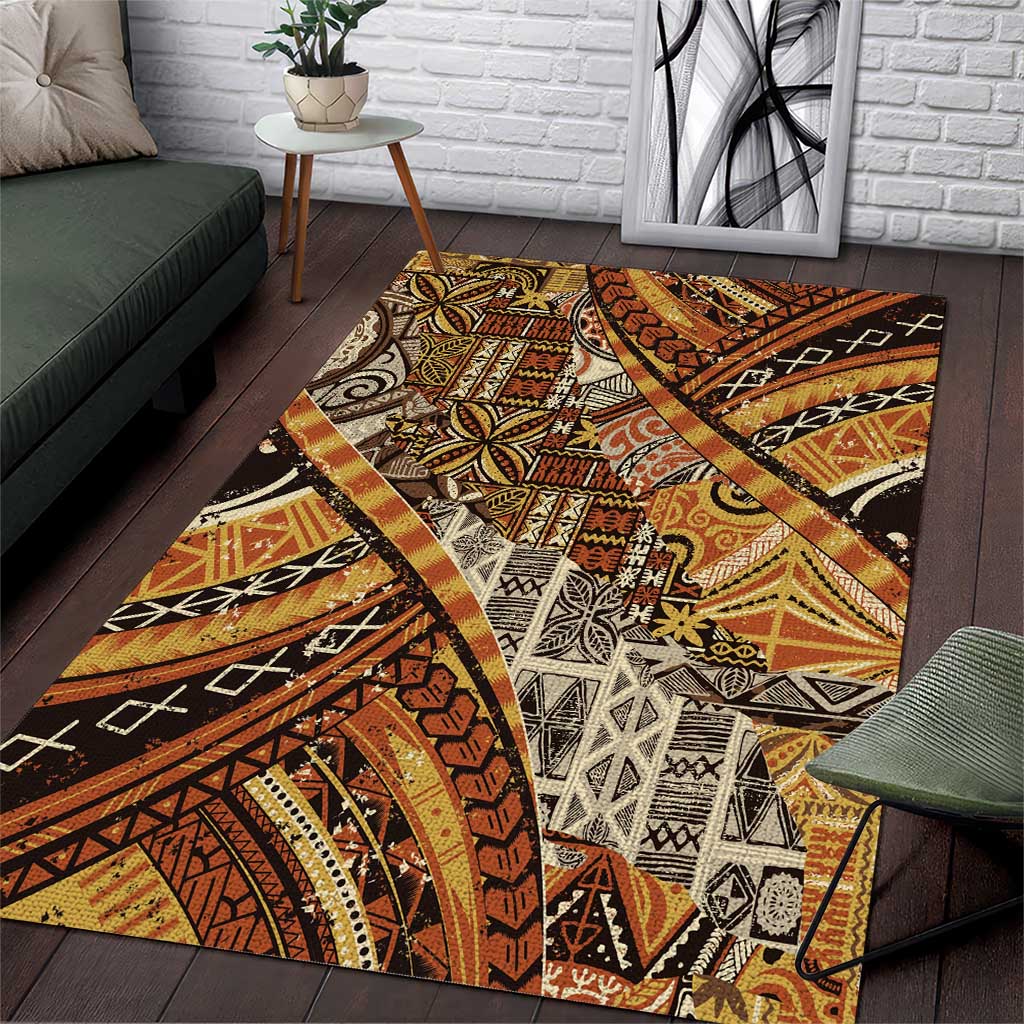 Hawaiian Style Tapa Area Rug Vintage Seamless Pattern - Polynesian Pride