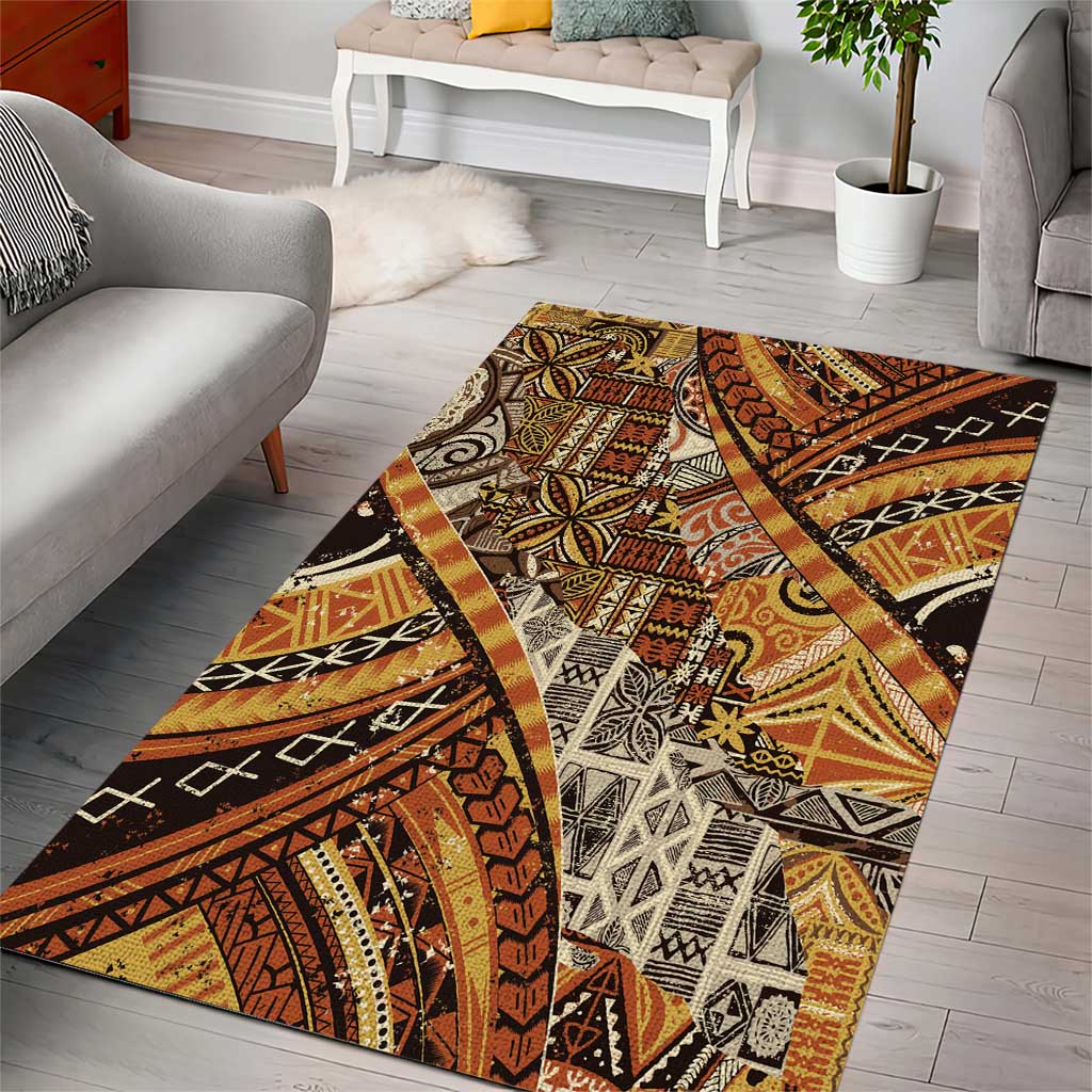 Hawaiian Style Tapa Area Rug Vintage Seamless Pattern - Polynesian Pride