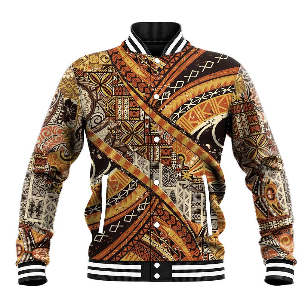 Hawaiian Style Tapa Baseball Jacket Vintage Seamless Pattern - Polynesian Pride