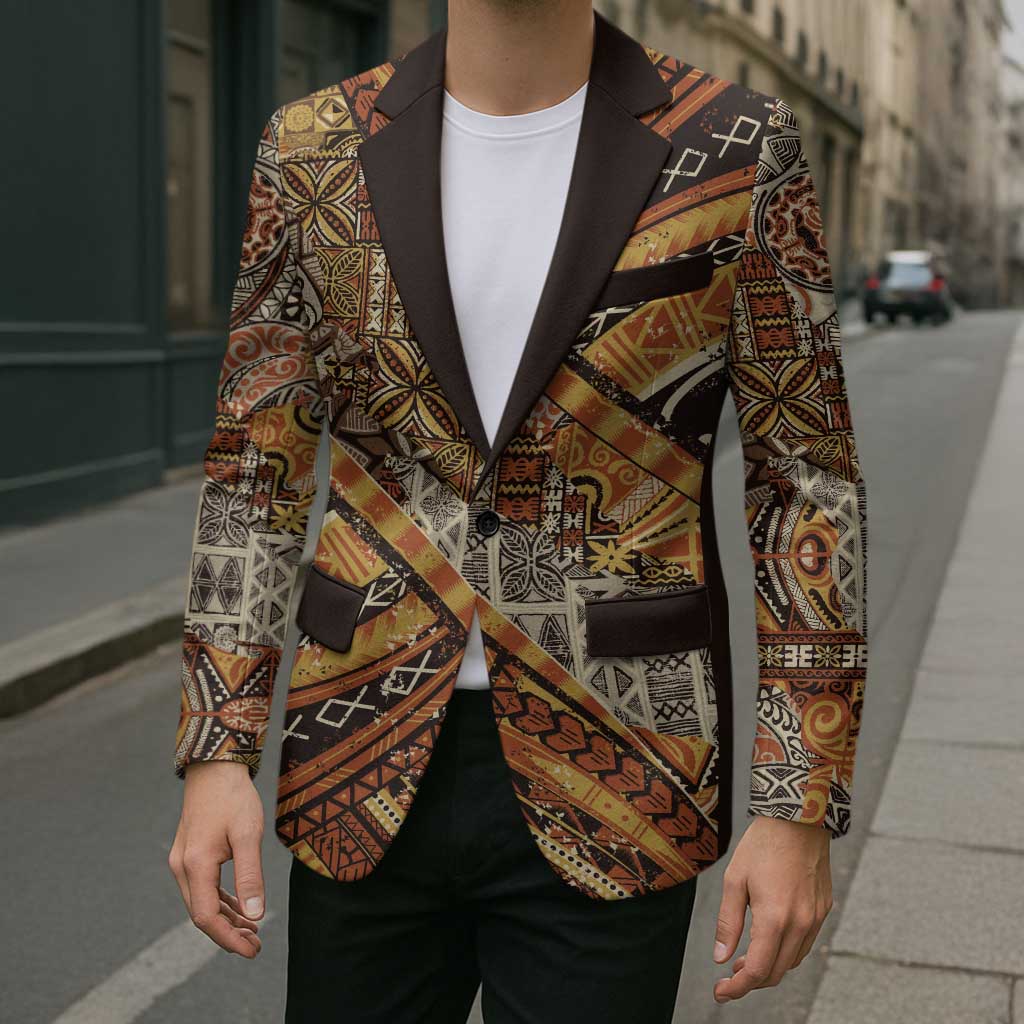 Hawaiian Style Tapa Blazer Vintage Seamless Pattern - Polynesian Pride