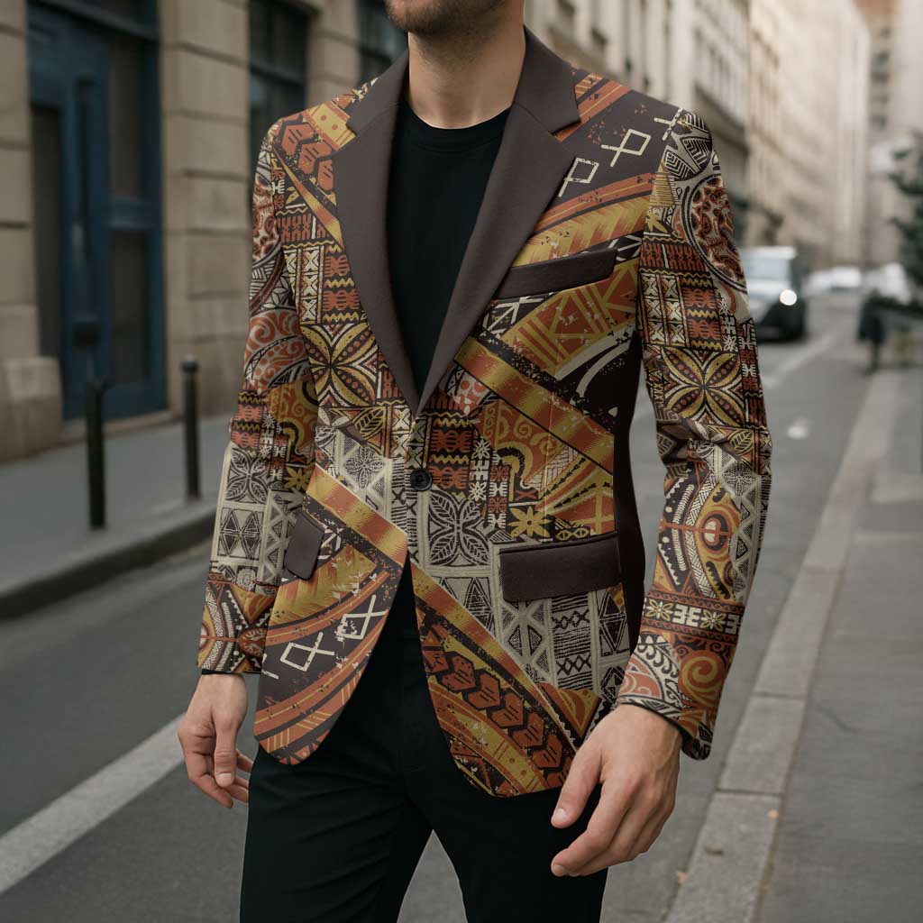 Hawaiian Style Tapa Blazer Vintage Seamless Pattern - Polynesian Pride