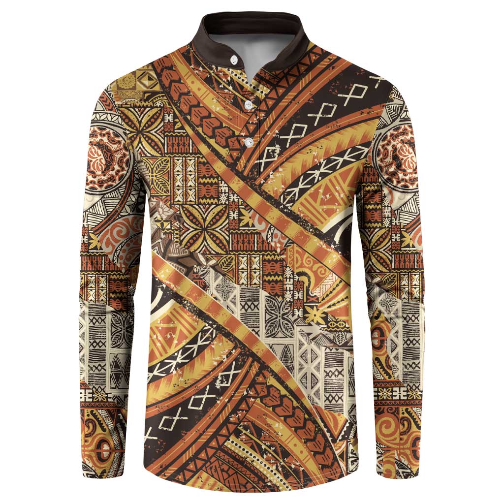 Hawaiian Style Tapa Button Sweatshirt Vintage Seamless Pattern - Polynesian Pride