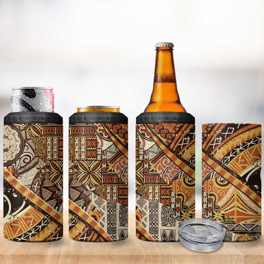 Hawaiian Style Tapa 4 in 1 Can Cooler Tumbler Vintage Seamless Pattern - Polynesian Pride