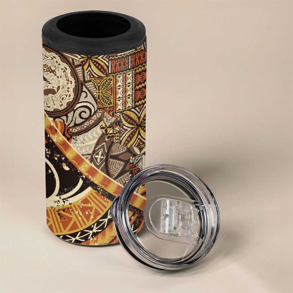 Hawaiian Style Tapa 4 in 1 Can Cooler Tumbler Vintage Seamless Pattern - Polynesian Pride