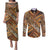 Hawaiian Style Tapa Couples Matching Puletasi and Long Sleeve Button Shirt Vintage Seamless Pattern - Polynesian Pride