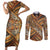 Hawaiian Style Tapa Couples Matching Short Sleeve Bodycon Dress and Long Sleeve Button Shirt Vintage Seamless Pattern - Polynesian Pride
