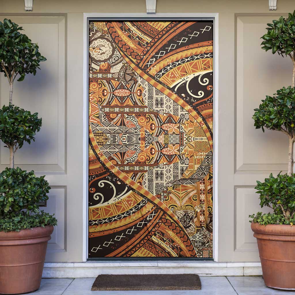 Hawaiian Style Tapa Door Cover Vintage Seamless Pattern - Polynesian Pride