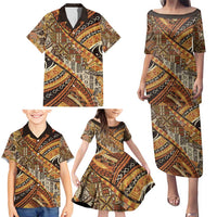 Hawaiian Style Tapa Family Matching Puletasi and Hawaiian Shirt Vintage Seamless Pattern - Polynesian Pride