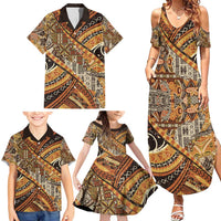 Hawaiian Style Tapa Family Matching Summer Maxi Dress and Hawaiian Shirt Vintage Seamless Pattern - Polynesian Pride